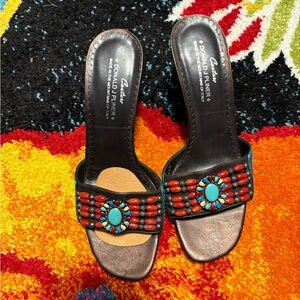 Donald J. Pliner Women's Beaded Sandals - Black and Brown